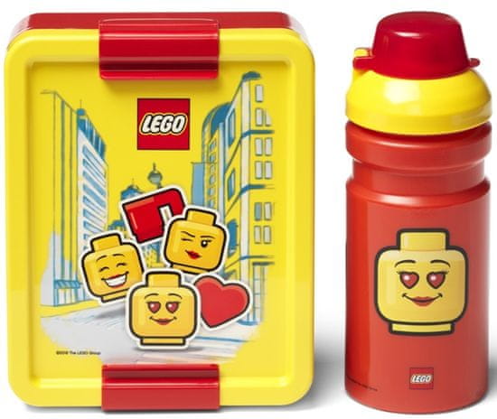 LEGO Iconic Girl tízórai szett üveg és tároló - sárga/piros