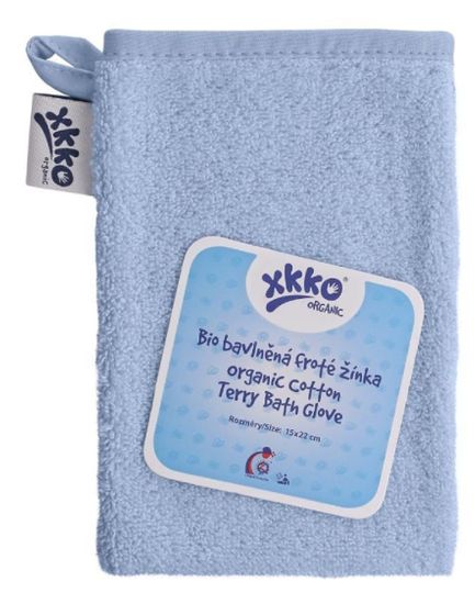 XKKO BIO pamut frottír mosdókesztyű Organic - Baby Blue