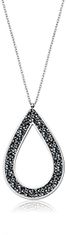 Levien Gyönyörű nyaklánc fekete kristályokkal SS Rocks Pear 49 grey metal