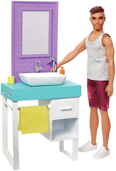 Mattel Barbie Ken baba mosdó bútorral