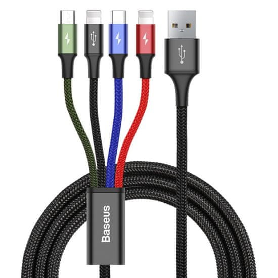 BASEUS Fast 4 az 1-ben töltőkábel Lightning (2×), Type-C, Micro USB 3,5 A/1,2 m, fekete CA1T4-A01