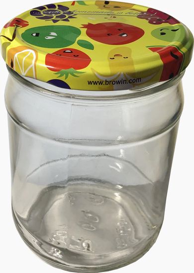 Marex Trade TWIST befőttes üveg gyümölcsös fedéllel és címkével, 6 x 500 ml