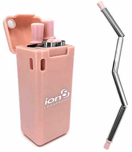 ion8 Összecsukható, rozsdamentes acél szívószálkészítő, rózsaszín