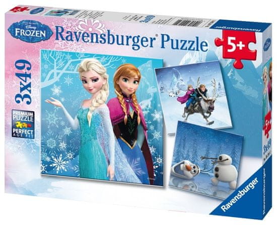 Ravensburger Puzzle 092642 Disney Jégvarázs: kaland a havon 3x49 részes