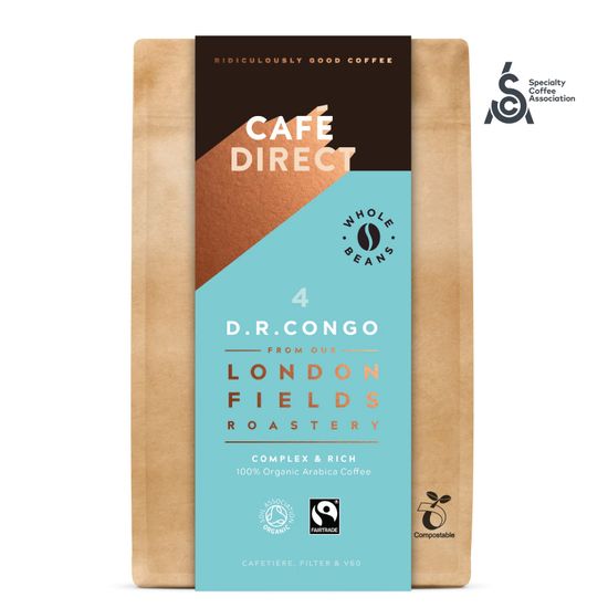 Cafédirect BIO szemes kávé Congo SCA 84 méz és étcsokoládé tónussal 200 g