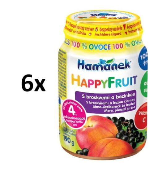 Hamánek HAPPYFRUIT 100 % gyümölcs sárgabarackkal és bodzával 6x190g