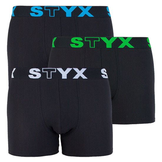 Styx 3PACK Fekete long férfi boxeralsó sport gumi (U9606162)