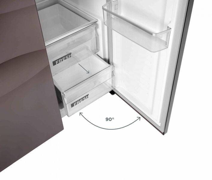 Amerikai hűtőszekrény Concept LA7383rg ajtó 90° -ig nyitható.