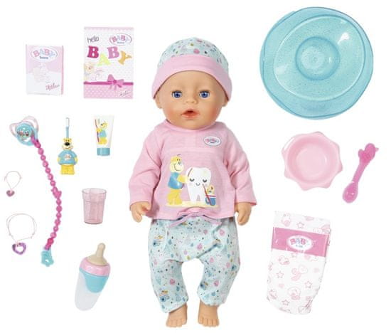 BABY born Soft Touch Kislány fogtisztításra alkalmas kiegészítőkkel, 43 cm