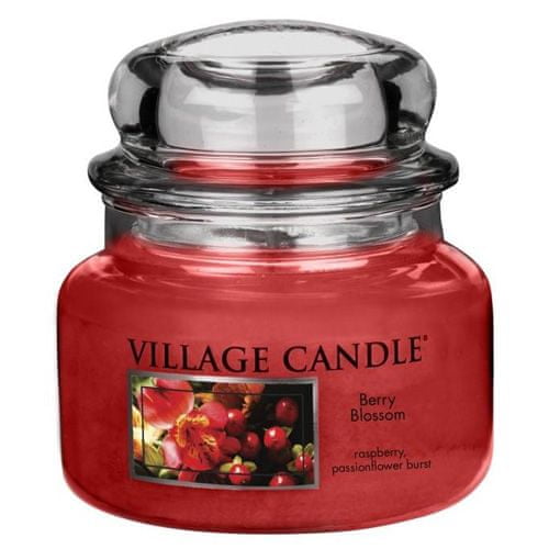 Village Candle Gyertya egy üvegedénybe falusi gyertya, Piros virágok, 312 g