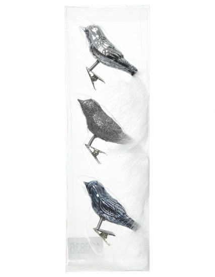 Kaemingk 3 darabos készlet - kis madár csipeszen "MIX", 3 x 8 x 3,5 cm, üveg 2