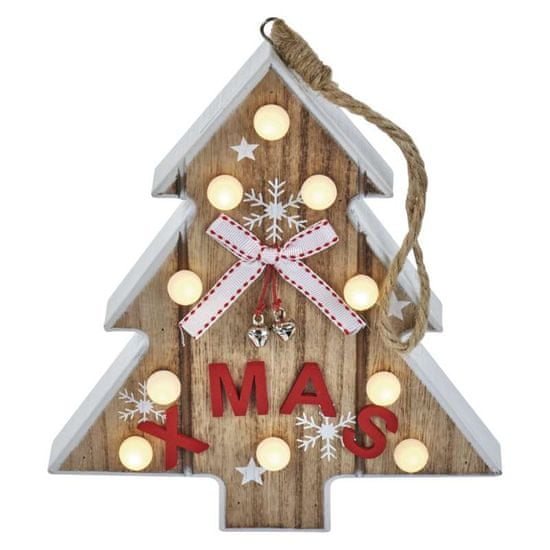 EMOS LED fából készült karácsonyfa ablakba, 23cm, 2 × AAA, meleg fehér, időzítő