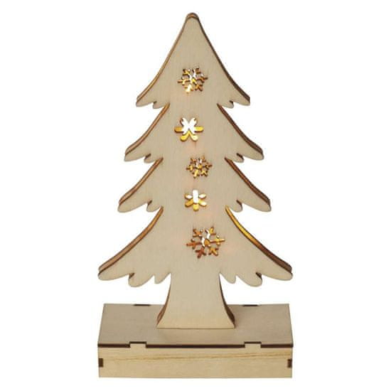 EMOS LED fából készült karácsonyfa ablakba, 23cm, 2 × AA, meleg fehér, időzítő