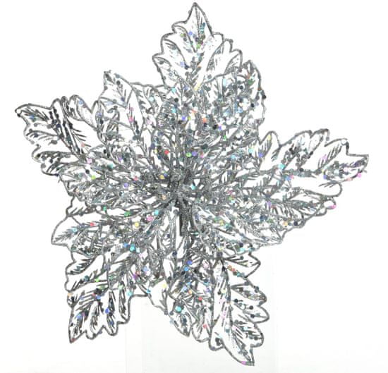 Kaemingk Karácsonyi csillag, csipeszes, kb. 23,5x10 cm, ezüst
