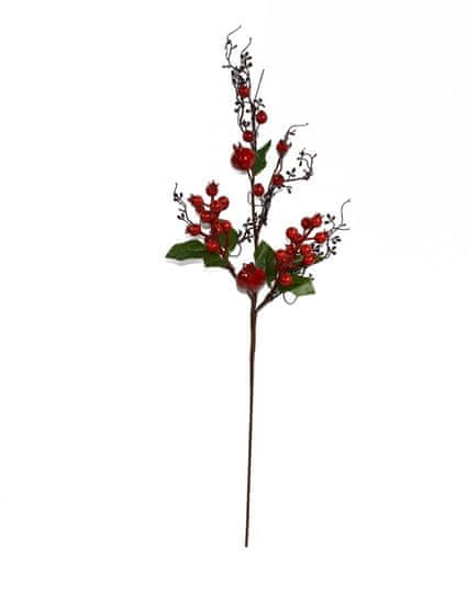 DUE ESSE Karácsonyi dekoráció, gally bogyókkal és levelekkel, 63 cm