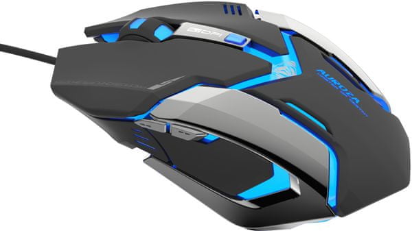Gamer egér E-Blue Auroza Gaming vezetékes optikai választható érzékenység 6 gomb megvilágítás jobbkezeseknek