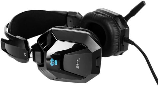 játék fejhallgató e-blue cobra h 948 vezetékes 2,3 m kábel hangerőszabályzóval mikrofon a zajszigetelt handsfree hívásokhoz extra puha fejpánt és műbőr fülpárnák mély basszusok 40 mm neodímium váltók