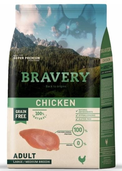 Bravery Dog ADULT Large / Medium Grain Free chicken 12 kg