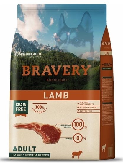 Bravery Dog ADULT Large / Medium Grain Free Lamb 4 kg