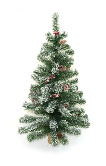 DUE ESSE Karácsonyi dekoráció havas fa 90 cm juta, bogyók és tobozok
