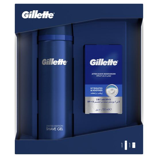 Gillette Sensitive borotvagél + borotválkozó balzsam, hidratáló krém ajándékcsomagolás