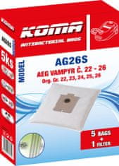 KOMA AG26S - 25 darabos porzsákkészlet AEG Vampyr Nr. 22 – 26 porszívókhoz, szintetikus