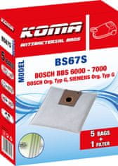 KOMA BS67S - 25 darabos porzsákkészlet Bosch Typ G porszívókhoz, szintetikus