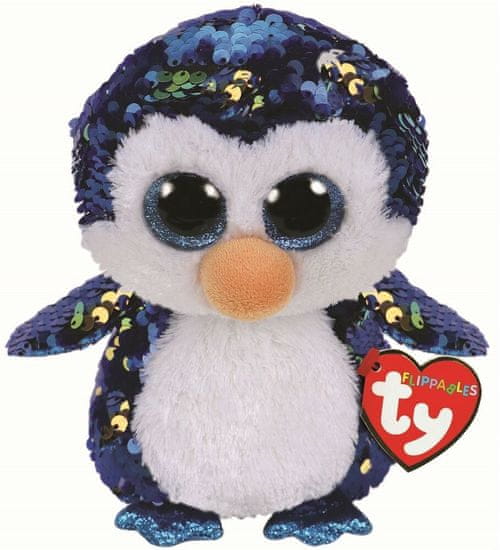TY Beanie Boos Flippables Payton - pingvin 24 cm színes flitterekkel