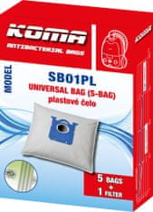 KOMA SB01PL - 12 darabos porzsákkészlet Electrolux Universal Bag porszívókhoz, műanyag előlappal, szintetikus