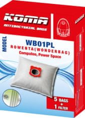 KOMA WB01PL - Porszívó Porzsák Rowenta Wonderbag Compact, műanyag előlappal, szintetikus, 5 db