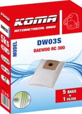 KOMA DW03S - 25 darabos porzsákkészlet Daewoo RC 300 porszívókhoz, szintetikus