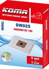 KOMA DW02S - 25 darabos porzsákkészlet Daewoo RC 105 porszívókhoz, szintetikus
