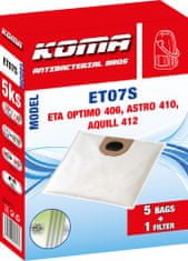 KOMA ET07S - 25 darabos porzsákkészlet ETA Optimo 1406, Astro 1410, Aquill 1412 porszívókhoz, szintetikus