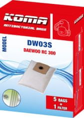 KOMA DW03S - 25 darabos porzsákkészlet Daewoo RC 300 porszívókhoz, szintetikus