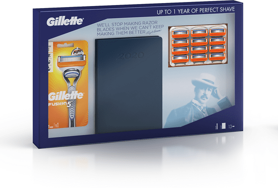 Gillette Fusion Ajándékcsomagolás Borotva + Borotvabetét 12 db + Napló