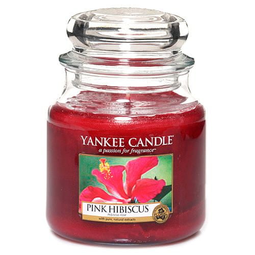 Yankee Candle gyertya üvegedénybe, Rózsaszín hibiszkusz, 410 g