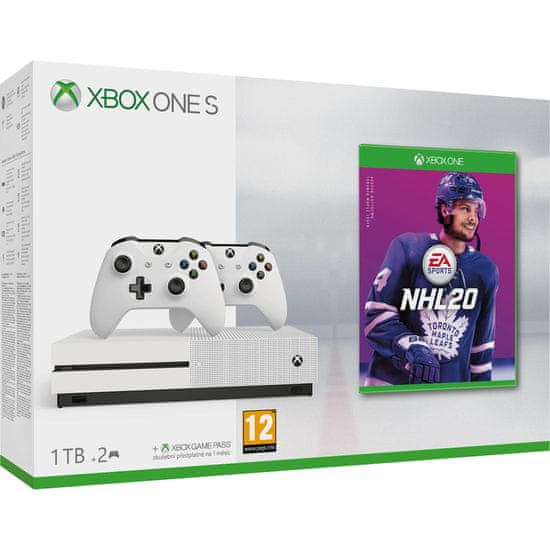 Microsoft Xbox One S 1 TB + 2× vezeték nélküli kontroller + NHL 20