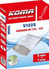 KOMA V122S - 25 darabos porzsákkészlet Vorwerk VK 122 Kobold porszívókhoz, szintetikus