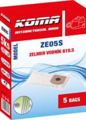 KOMA ZE05S - Porszívó Porzsák Zelmer Wodnik, szintetikus, 5 db