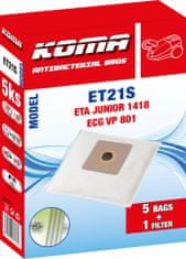 KOMA ET21S - Porszívó Porzsák ETA Junior 1418, szintetikus, 5 db
