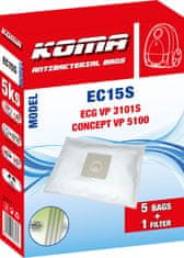 KOMA EC15S - Porszívó Porzsák ECG VP 3101S, szintetikus, 5 db