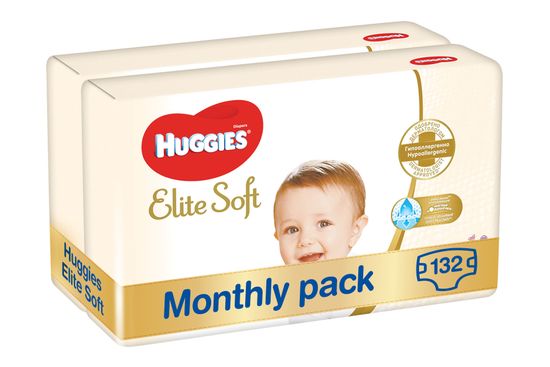 Huggies Elite Soft 4 (8-14 kg) 132 db (2x66 db) - Havi csomag