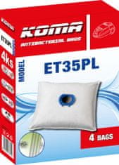 KOMA ET35PL - Porszívó Porzsák ETA Unibag, műanyag előlappal, szintetikus, 4 db