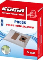 KOMA PH02S - 25 darabos porzsákkészlet Philips Triathlon, Athena porszívókhoz, szintetikus