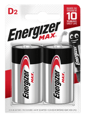 Energizer MAX nagyméretű egysejtes D / E95 alkáli elem 2 db E301533400