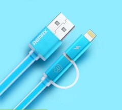 REMAX AURORA csatlakozó mikro-USB kábel 2 az 1-ben 1 m, kék AA-1145