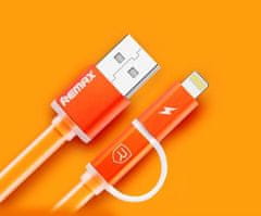 REMAX AA-1147 AURORA 2in1 USB kábel narancssárga