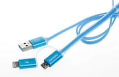 REMAX AURORA csatlakozó mikro-USB kábel 2 az 1-ben 1 m, kék AA-1145