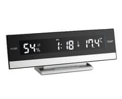 TFA 60.2011 Digitális ébresztőóra hőmérséklet és páratartalom méréssel, fekete és ezüst színben