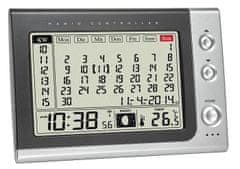 TFA 60.2529.54 Digitális rádióvezérlésű ébresztőóra naptárral, fekete és ezüst